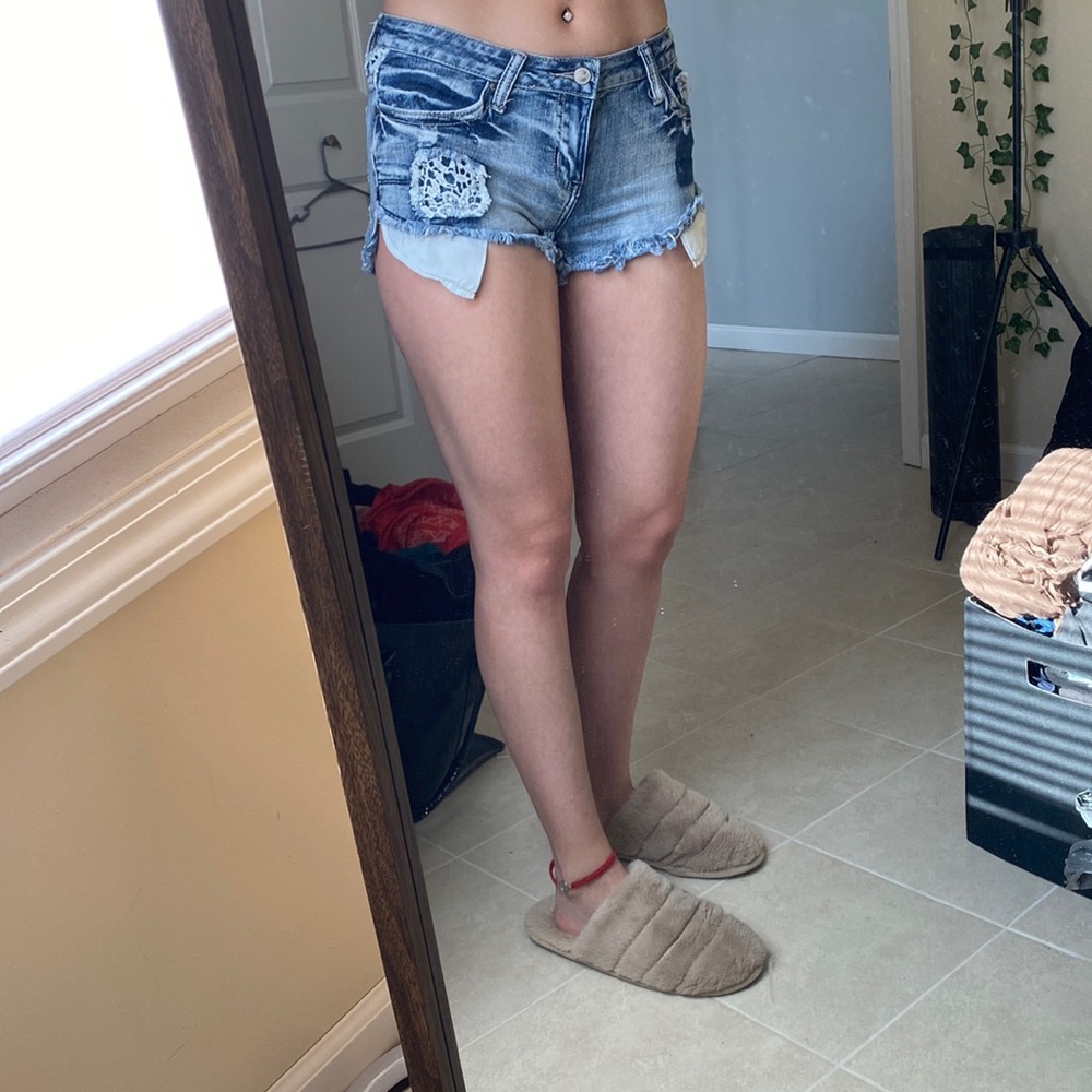 Low rise jean shorts